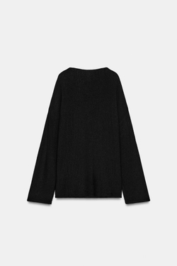 ZARA СВИТЕР С КРУГЛЫМ ВЫРЕЗОМ, ЧЕРНЫЙ