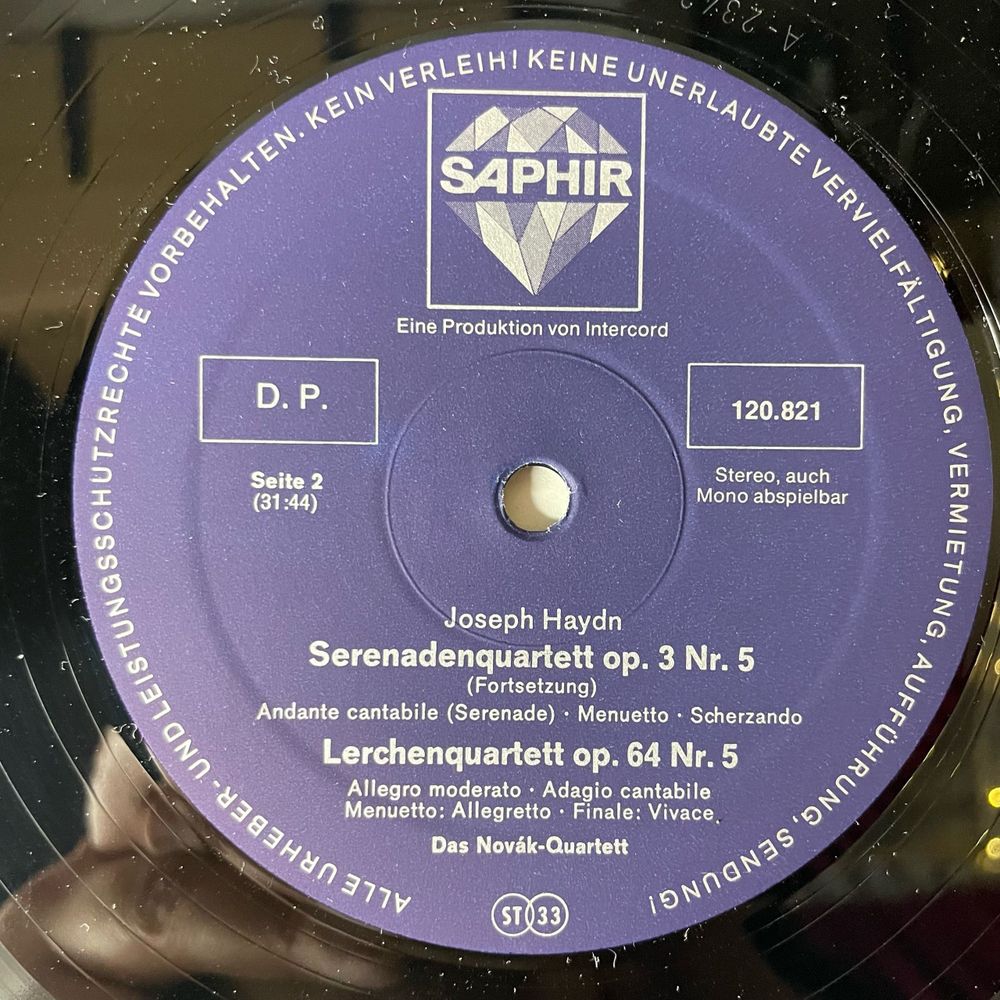 Винтажная виниловая пластинка LP Йозеф Гайдн Joseph Haydn, Novak Quartet, Kaiserquartett (Германия 1977)