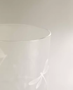 ZARA HOME СТАКАН С РИСУНКОМ «СТРЕКОЗА», БЕЛЫЙ