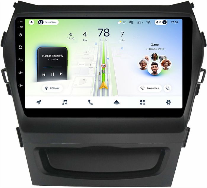 Магнитола для Hyundai Santa Fe 3 2012-2018 (климат на ШГУ) - Teyes CC4L-DTS монитор 9" IPS, Android 14, Быстрая, Snapdragon 662, CarPlay, 4G SIM-слот