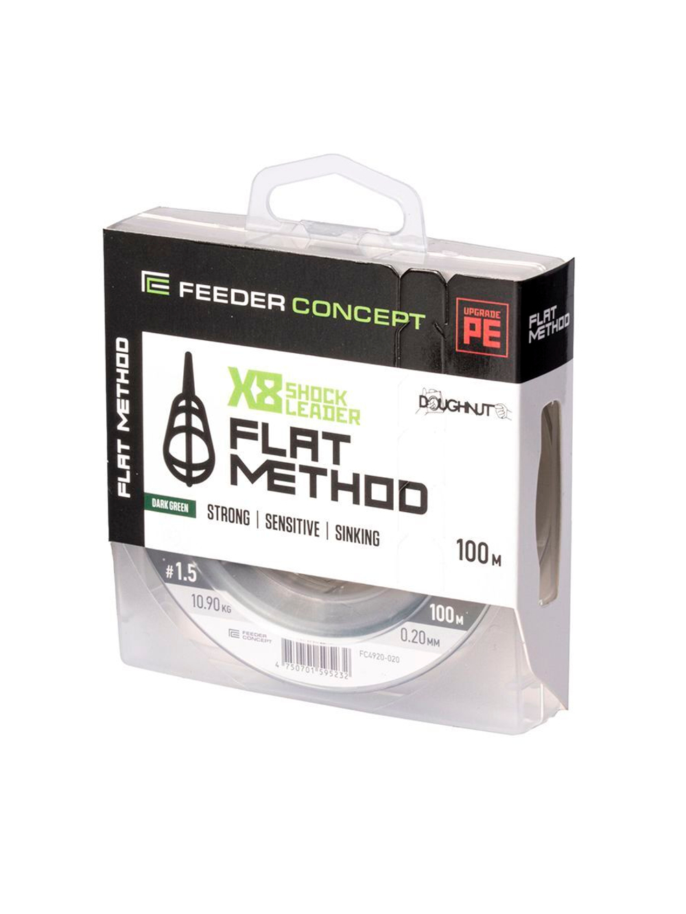 Шок-лидер плетеный Feeder Concept Flat Method х8 SHOCK LEADER Dark Green 100/020
