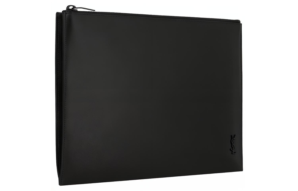 SAINT LAURENT Calfskin Tablet Bag Unisex Black