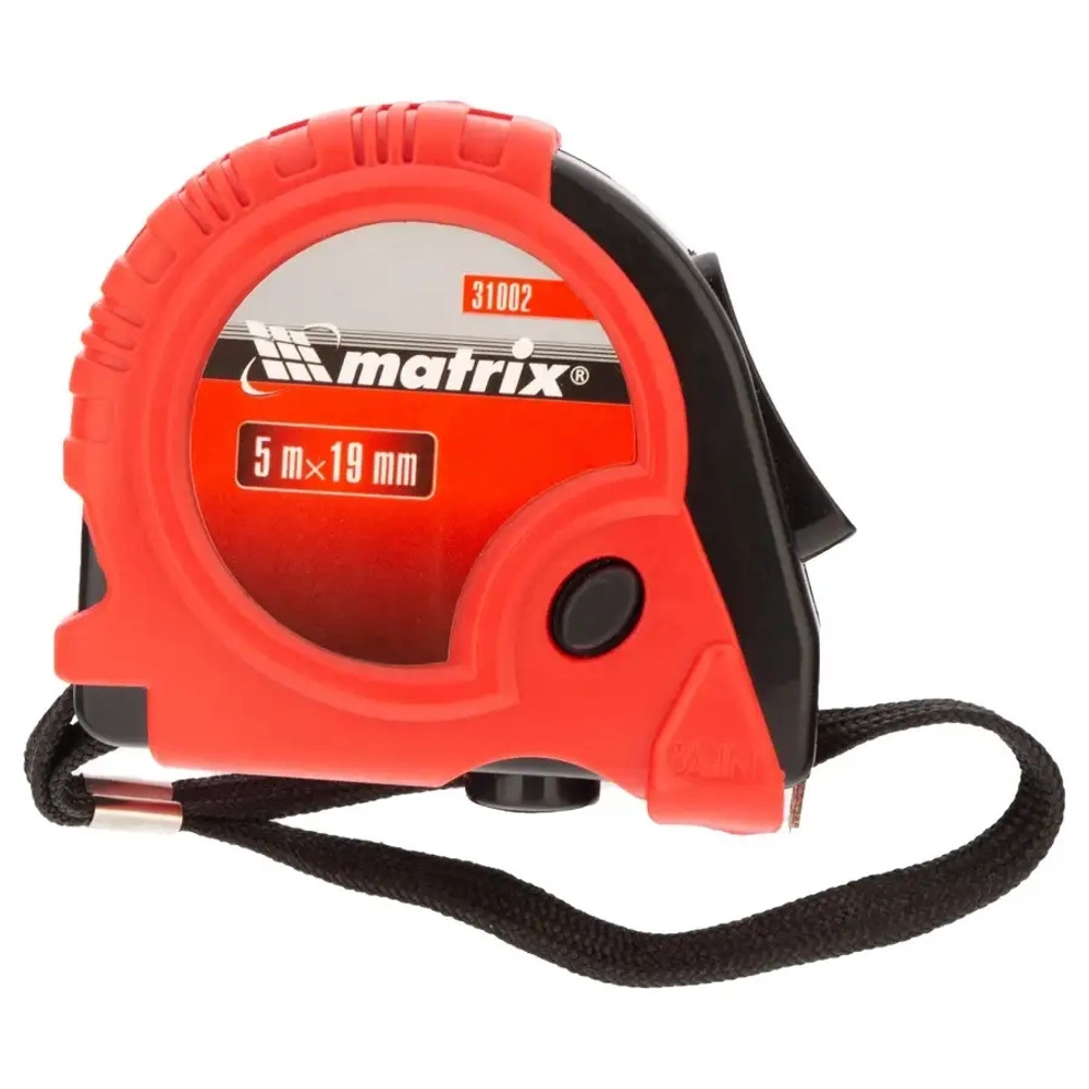 Рулетка Rubber, 5м*19мм, обрезиненный корпус// MATRIX 31002