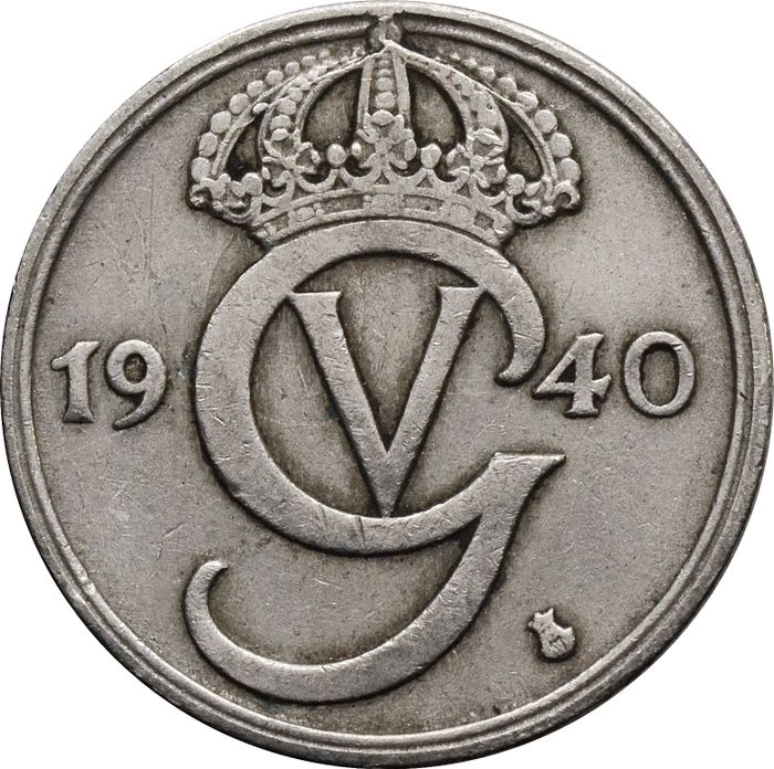 50 эре 1940 Швеция (никелевая латунь)