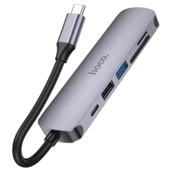 Hoco HB28 Adapter HUB USB-C 6-in-1 (1*USB 3.0, 1*USB 2.0, HDMI, SD, TF, PD) - HDMI 4K Адаптер