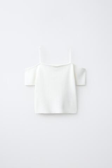 ZARA ТОП В РУБЧИК, ЖЕЛТОВАТО-БЕЛЫЙ