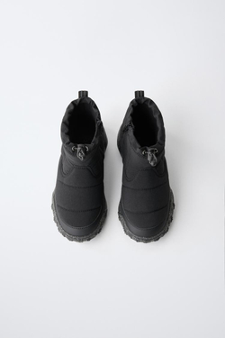 ZARA СТЕГАНЫЕ БОТИНКИ, ЧЕРНЫЙ