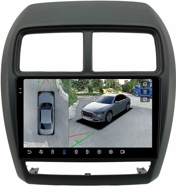Магнитола для Mitsubishi ASX 2017+ - FarCar BX3230M-360 монитор 9.5" 2K QLED на Android 13, Быстрая, CarPlay, 4G SIM-слот, 4 камеры в комплекте