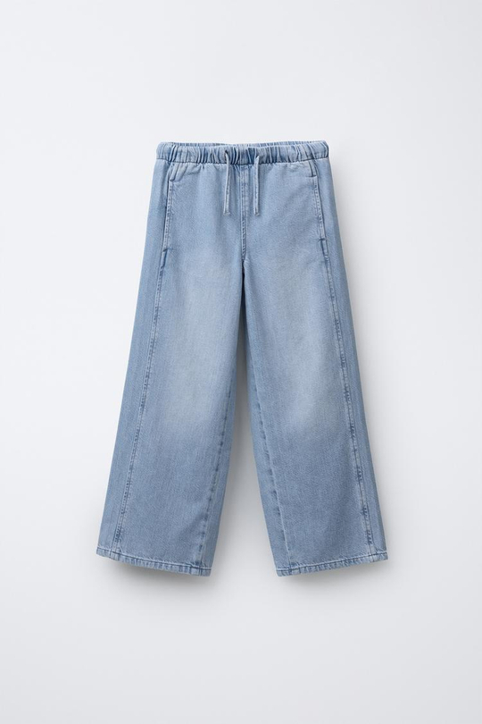 ZARA ДЖИНСЫ WIDE LEG СО ШНУРКАМИ, ГОЛУБОЙ