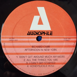 Винтажная виниловая пластинка LP Richard Carr, Bucky Pizzarelli, John Pizzarelli Jr. Afternoon In New York (USA 1984)