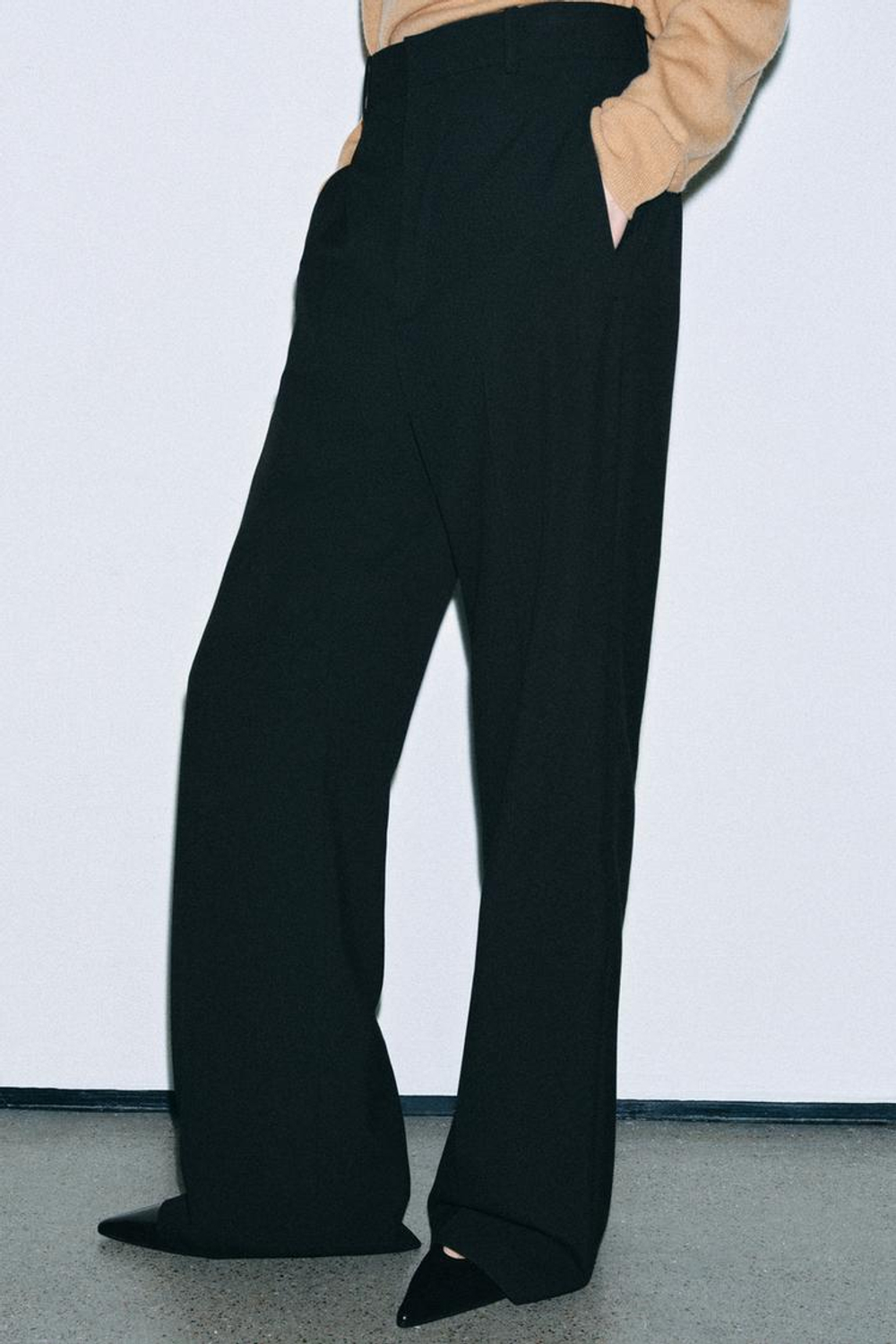ZARA БРЮКИ С ВЫСОКОЙ ПОСАДКОЙ ZW COLLECTION, ЧЕРНЫЙ