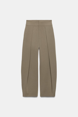 ZARA БРЮКИ BALLOON С ЗАЩИПАМИ, РЫЖЕВАТО-КОРИЧНЕВЫЙ