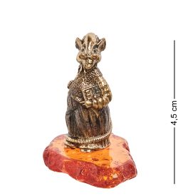 Народные промыслы AM-1670 Фигурка «Мышь Крыс Бухгалтер» (латунь, янтарь)