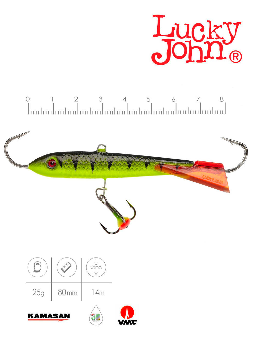 Балансир Lucky John CLASSIC 8 с тр. 80мм/31RT блистер