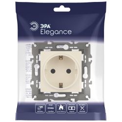 Розетка ЭРА Elegance 14-2102-02 с заземлением 2P+E Schuko со шторками 16A-250В IP20 слоновая кость | Эра Elegance