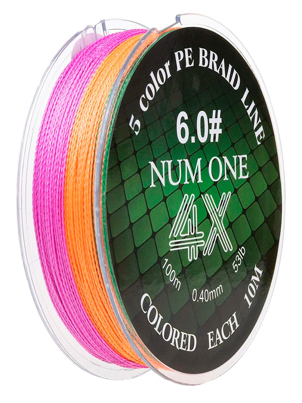 Шнур плетеный для рыбалки Ryobi NUM ONE PE4X-100M Multi Colour 3.5#/0,310 mm