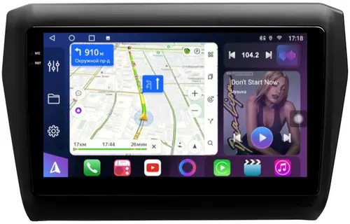 Магнитола для Suzuki Swift 5 2016-2023 (рамка матовая) - FarCar S500-TS10 монитор 9.5" QLED на Android 14, Быстрая, CarPlay, 4G SIM-слот