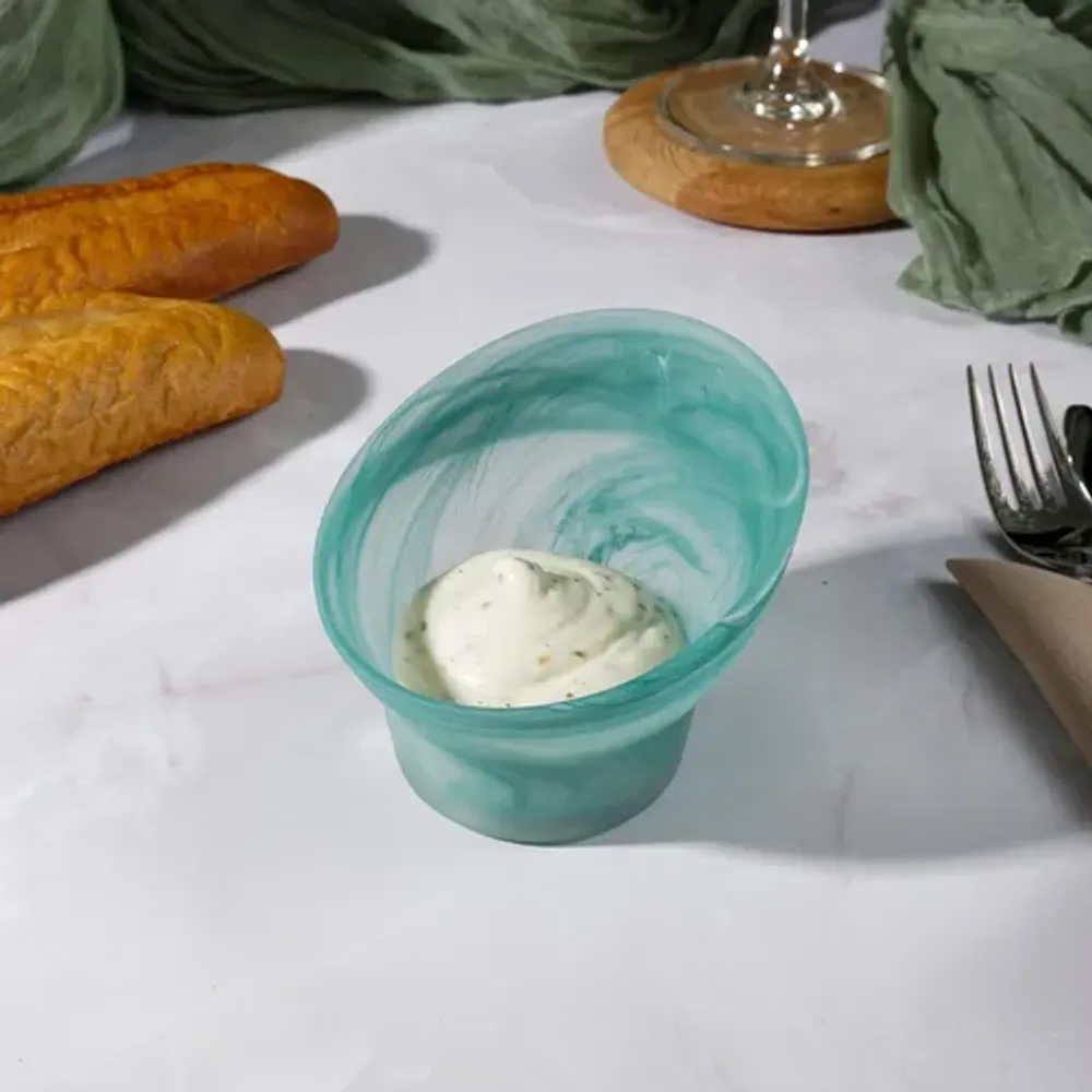 Соусник 150 мл 9*6,5 см емкость для закусок Green Sky косой конус матовое стекло P.L. [4]