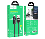Usb Кабель-зарядка Type-C Hoco U137 5A 66W 1.2м в тканевой оплетке черный