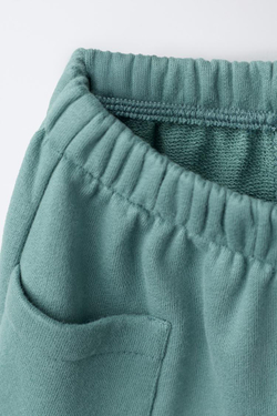 ZARA БРЮКИ WIDE LEG ИЗ МЯГКОЙ ТКАНИ С НАШИВКОЙ, ЦВЕТ МОРСКОЙ ВОЛНЫ