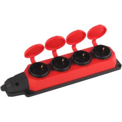 Колодка ЭРА K-4e-RED-IP44 каучуковая с заземлением 4 розетки 16A IP44 красная | Электротовары