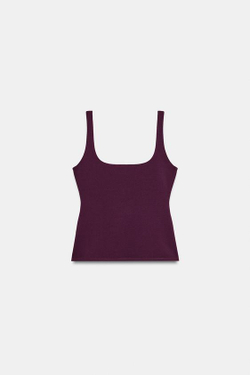 ZARA ЭЛАСТИЧНЫЙ ТОП-КОРСЕТ, ТЕМНО-БАКЛАЖАНОВЫЙ