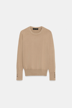 ZARA БАЗОВЫЙ ОДНОТОННЫЙ СВИТЕР, РЫЖЕВАТО-КОРИЧНЕВЫЙ