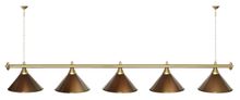 Лампа STARTBILLIARDS 5 пл. (плафоны голубые,штанга голубая,фурнитура золото)