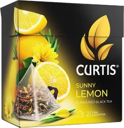 Curtis Sunny Lemon, чай чёрный ароматизированный в пирамидках, 20 × 1,7г. Кёртис