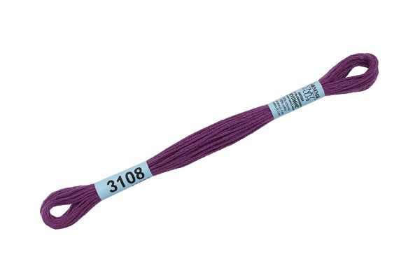 Мулине Gamma 100% хлопок, цв.3108 т.т.сиреневый, 24 мотка по 8 метров