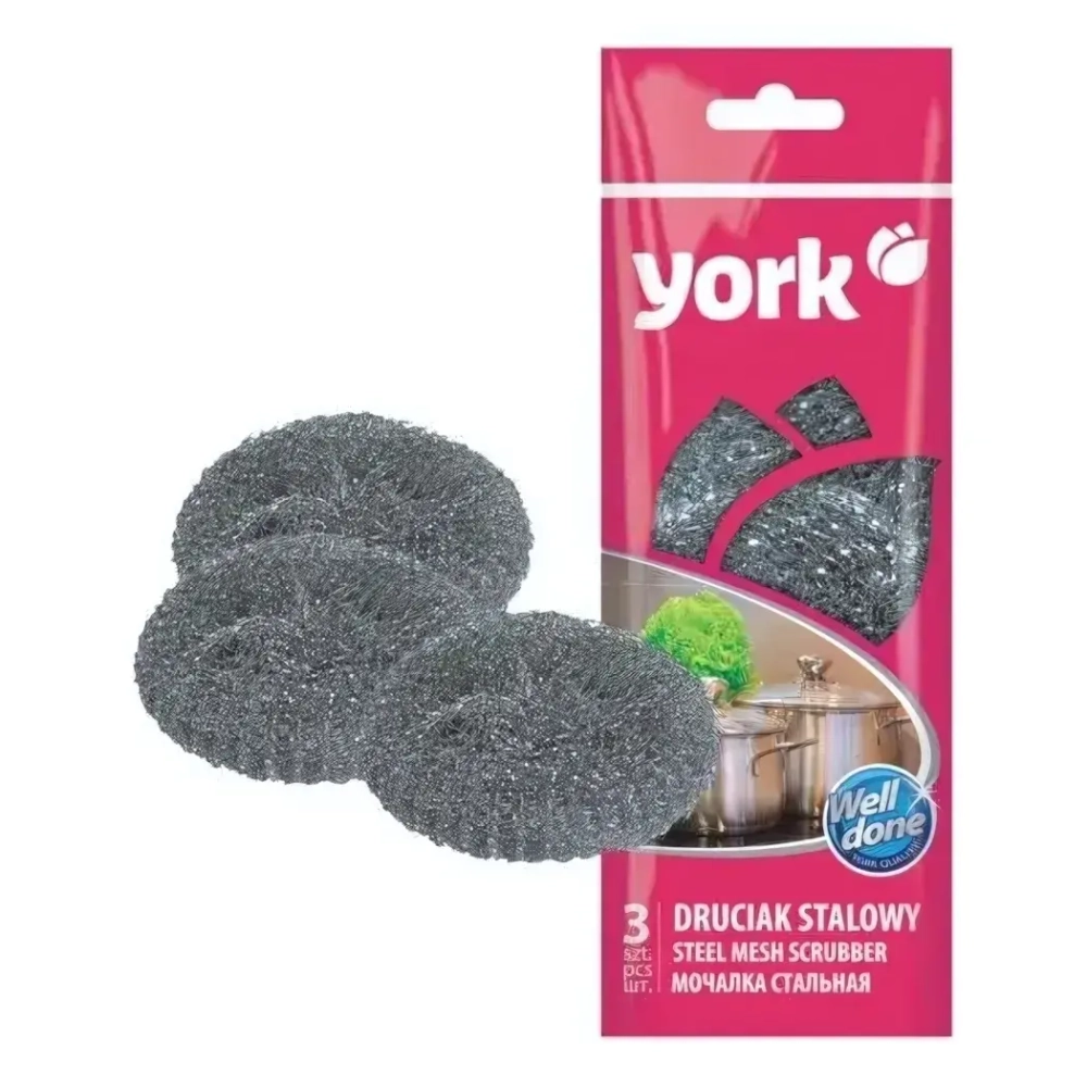 Губка для посуды метал. 3 шт. York