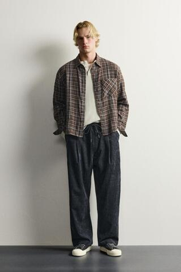 ZARA БРЮКИ SOFT С ЭФФЕКТОМ НЕРАВНОМЕРНОЙ СТИРКИ, ИНДИГО