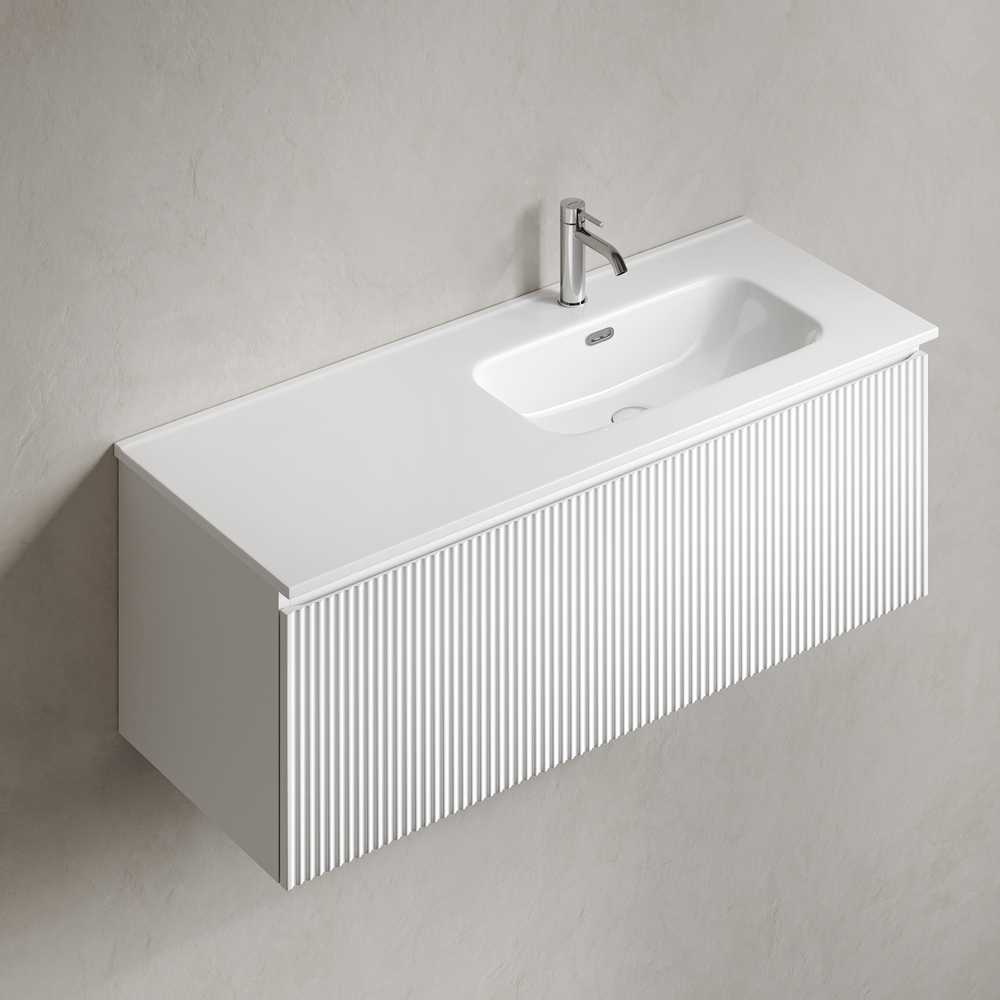 Тумба подвесная SANCOS Сноб Р 1.0 (Snob R 1.0) 1195х445х406, c одним ящиком оснащенным доводчиками, Белый матовый (Bianco), арт.SNR1.0120RW