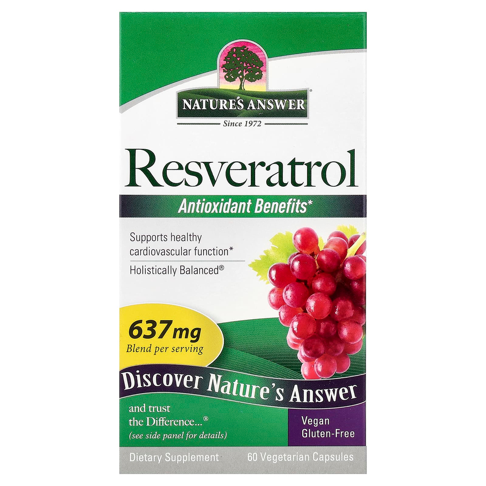 Nature's Answer, Ресвератрол, 60 вегетарианских капсул