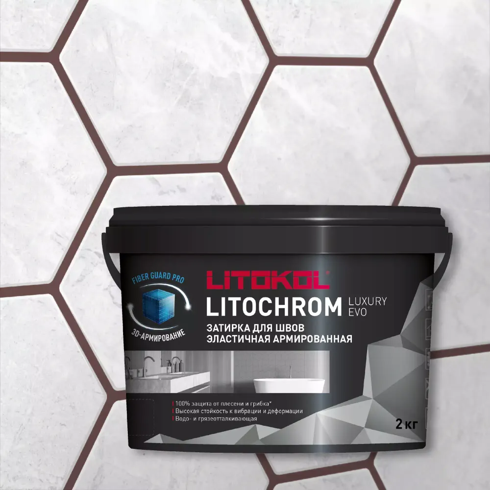 Затирка швов цементная Litokol Litochrom 1-6 Luxury Evo LLE.340 Красное дерево, ведро 2 кг