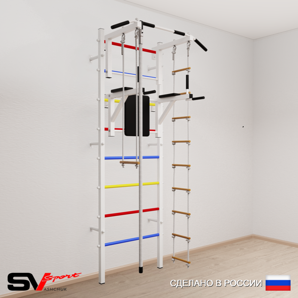 Шведская стенка Sv Sport усиленная 677 (Турник стандарт/Брусья/Канат/Лестница/Трапеция)