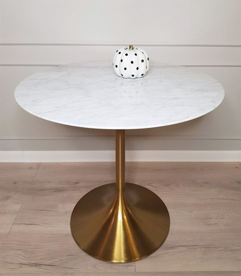 Стол обеденный белый Tulip Marble Brass