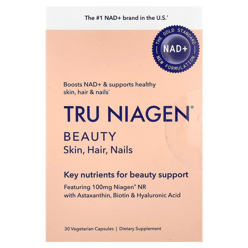 Tru Niagen, красота, кожа, волосы и ногти, 30 вегетарианских капсул