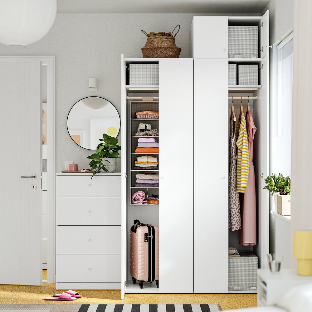 IKEA STUK  (ИКЕА СТУК)  -  Подвесные полки, 7 отделений - белый/чёрный 30x30x90 см