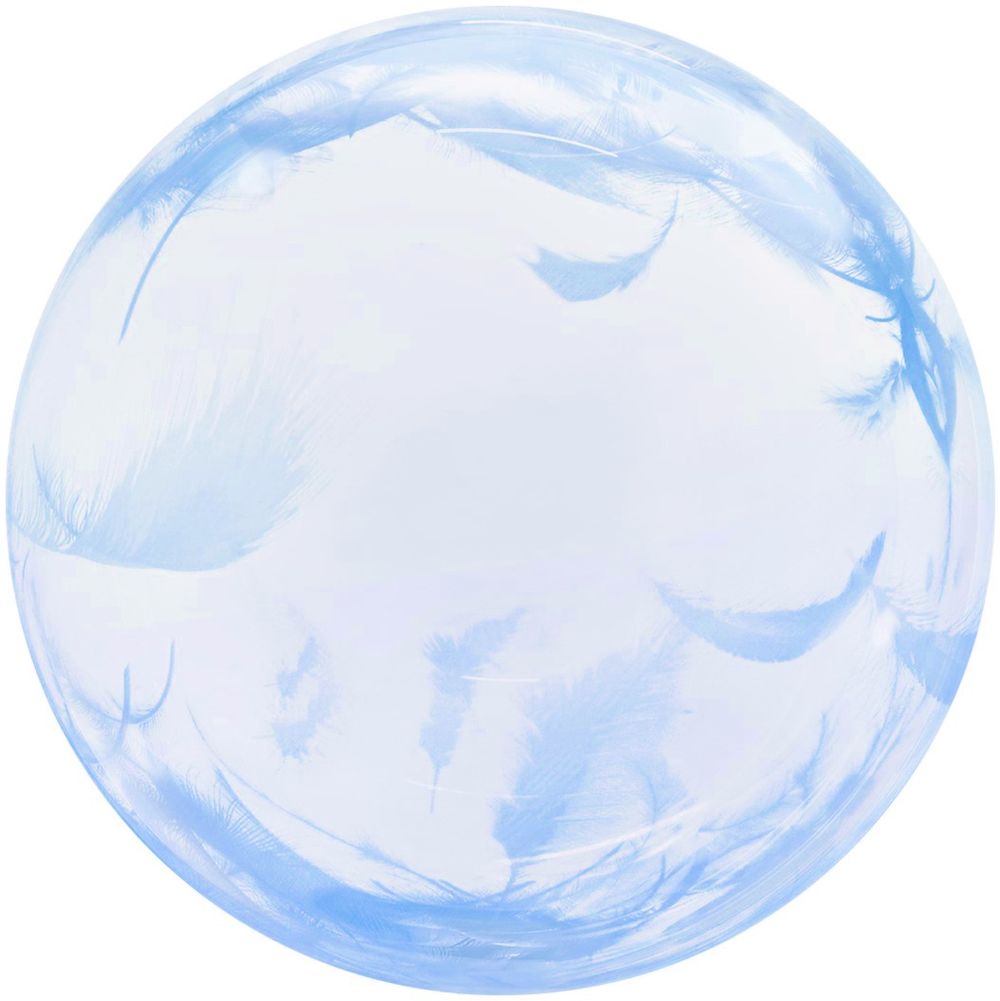 К Bubble 18'' / 46 см   Голубые перья  Прозрачный  Кристалл (БГ-27)  Изображение2