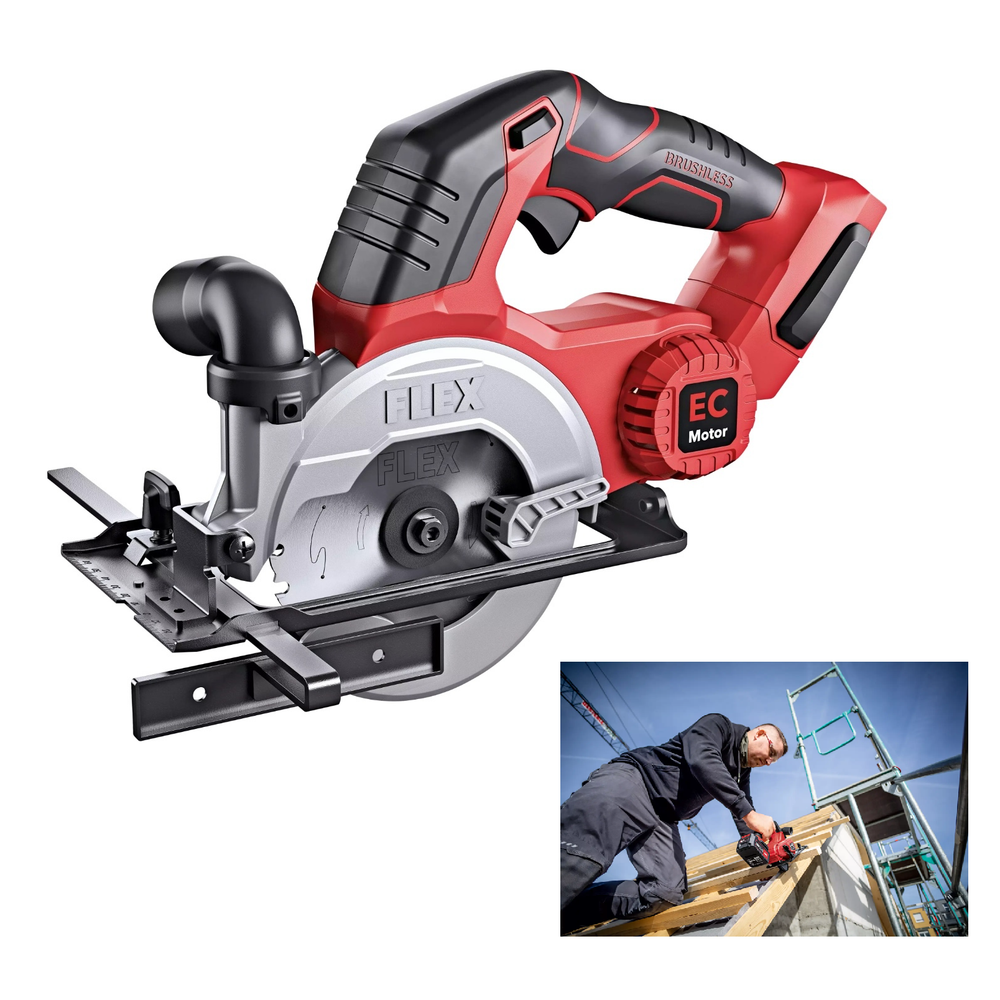 Аккумуляторная дисковая пила FLEX CS 45 18.0-EC C 18 В, диск 128/20 мм, для ручной резки гипсокартона и древесных материалов 517674