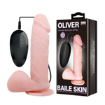 Телесный вибратор-ротатор с присоской Oliver - 19,5 см. (Цвет: телесный)