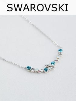 Тонкое колье Млечный путь с голубыми кристаллами Swarovski