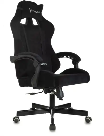 Кресло игровое Knight Terminator черный Light-20 с подголов. крестов. металл