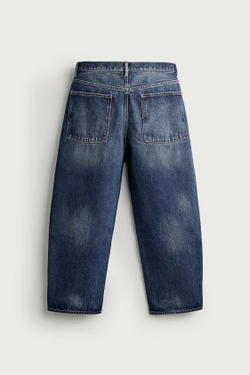 ZARA ДЖИНСЫ TAPERED WIDE LEG, СИНИЙ