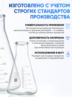Колба коническая 25 мл (лабораторная: исполнение 2 - с цилиндрической горловиной, тип КН, термостойкая) КН-2-25-22 ТС