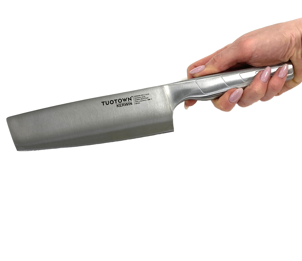 Кухонный топорик TuoTown Kerwin 18 см, сталь 1.4116, рук-ть Stainless steel, арт.257006