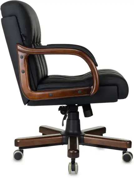 Кресло руководителя Бюрократ T-9932Walnut-Low черный кожа низк.спин. крестов. металл/дерево