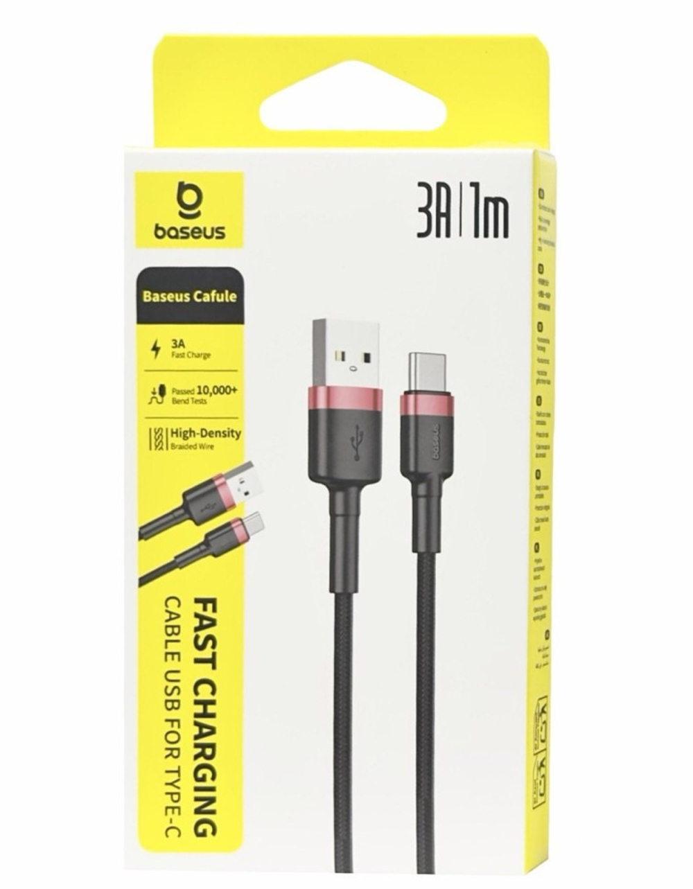 Usb Кабель-зарядка TYPE-C Baseus Cafule 3A 1м (CATKLF-B91) красно-черный