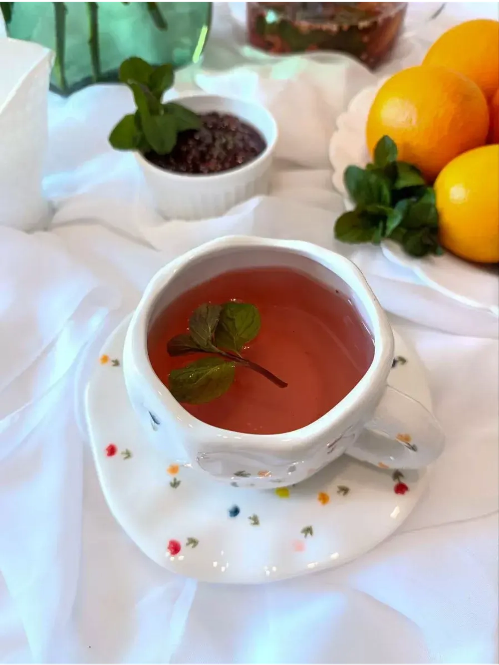 Керамическая кружка с блюдцем чайная пара